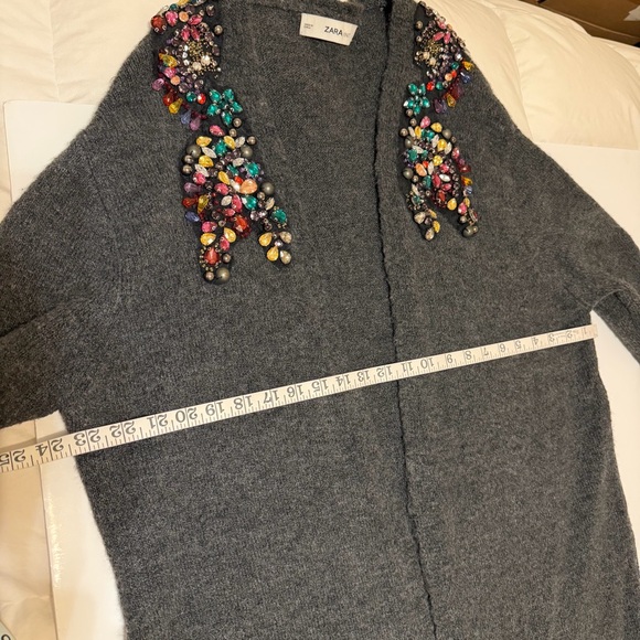 Zara Embelished Limited Edition floor length Cardigan Sweater, Oversized sz S - Picture 3 of 15